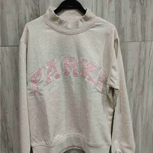 PARKE High Neck Embroidered Logo Sweatshirt | Light Grey Pink